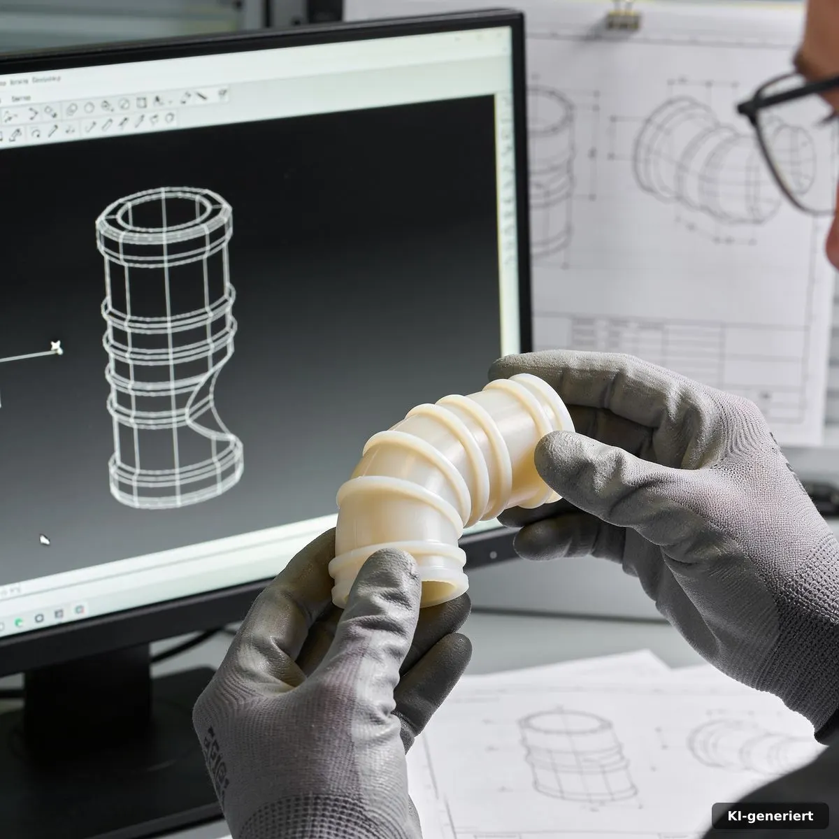 Abgleich einer Silikonmanschette mit einem abstrakten CAD-Modell